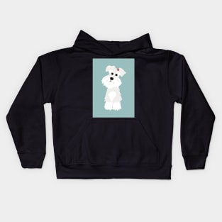 White Miniature Schnauzer Dog with Flower Kids Hoodie